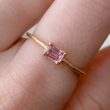 Load image into Gallery viewer, pink-emerald-cut-sapphire-gold-ring