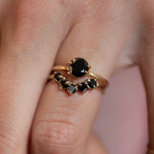 Load image into Gallery viewer, black-diamond-solitaire-with-matching-half-halo-band