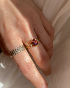 Vintage Garnet Cocktail Ring | 18k Gold