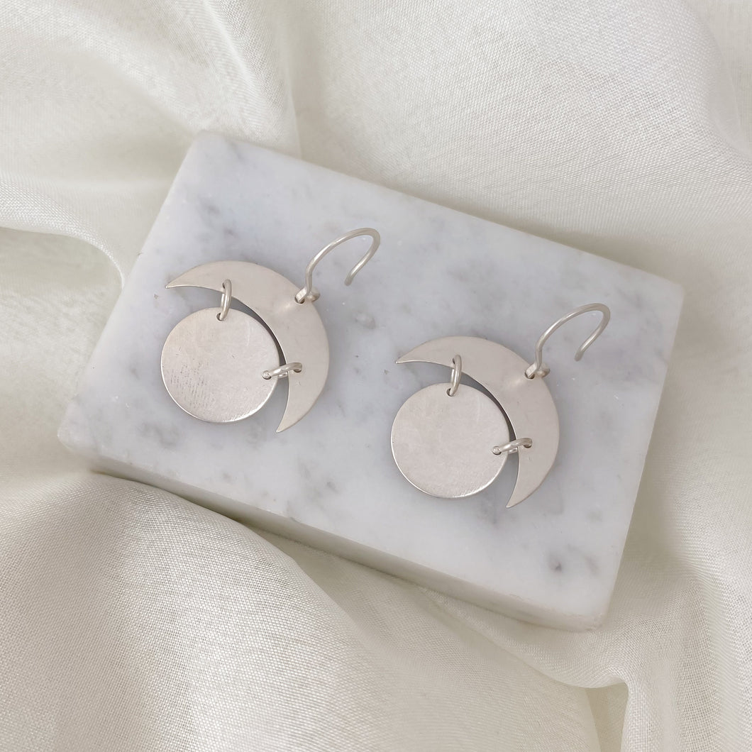 Lunar Cycle Earrings | Recycled Sterling Silver