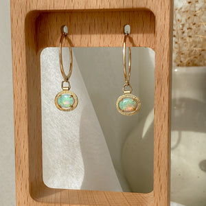 Reworked Opal Hoops | Recycled 14k Gold