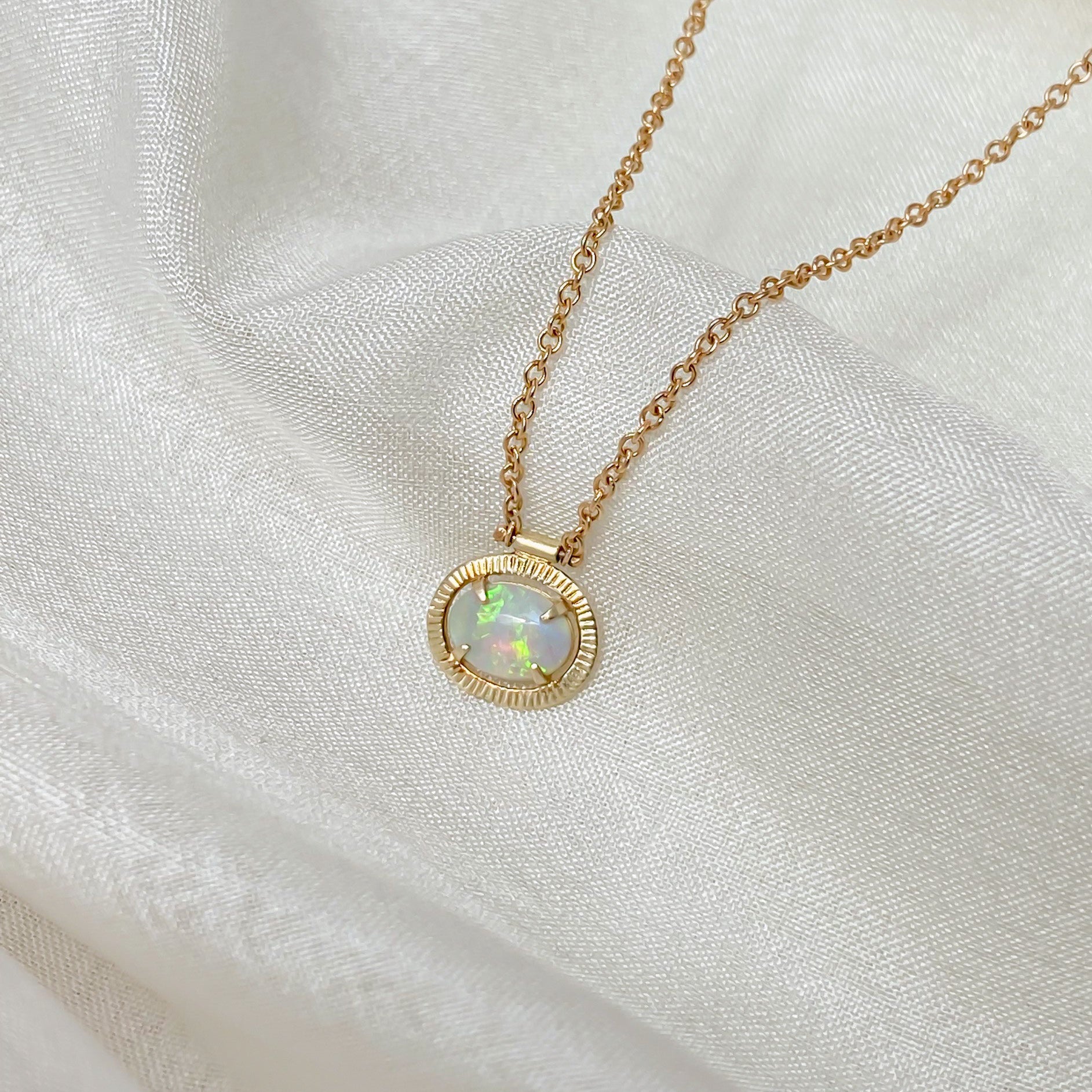 8ct Natural Opal Necklace Antique Victorian 15k Yellow Gold 16
