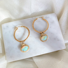 Load image into Gallery viewer, Reworked Opal Hoops | Recycled 14k Gold