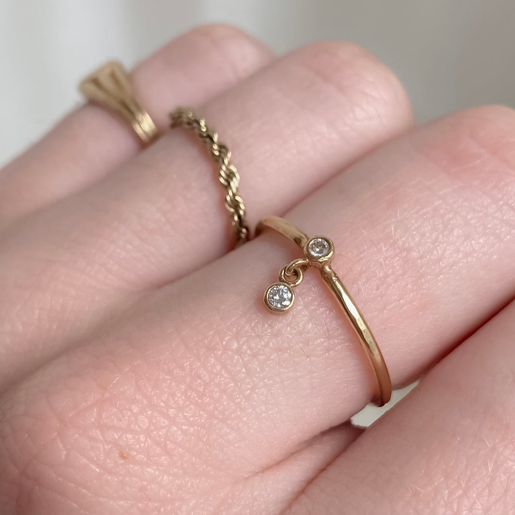 Diamond Charm Ring | Recycled 14k Gold