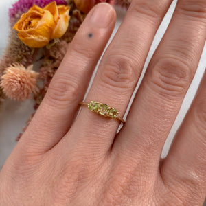 In Threes Ring | 14k Peridot