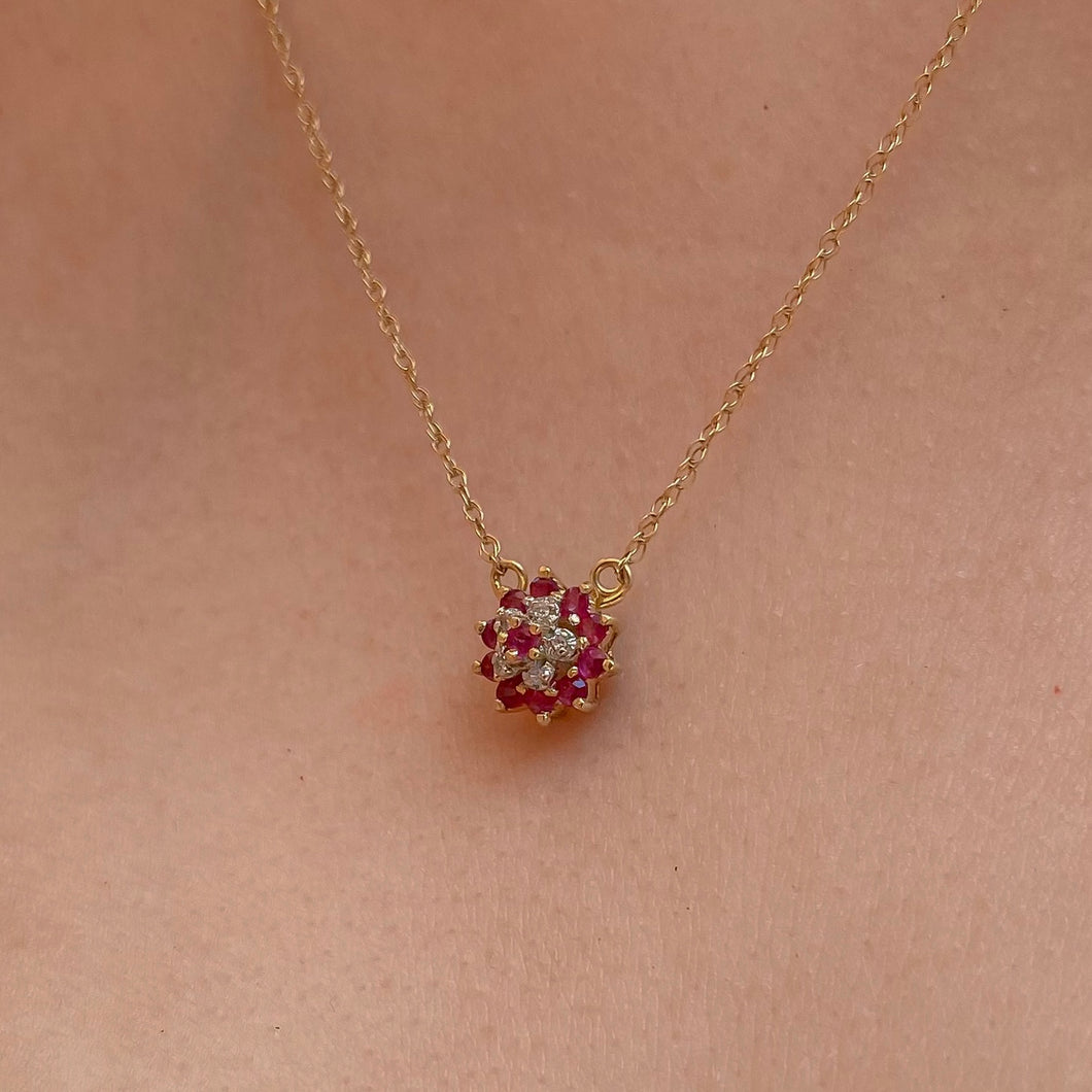 Reworked Ruby and Diamond Necklace | 14k Gold