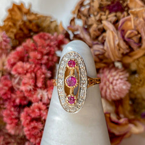 Antique Ruby Filigree Ring | 18k Gold