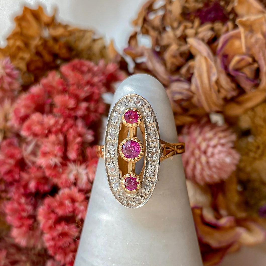 Antique Ruby Filigree Ring | 18k Gold