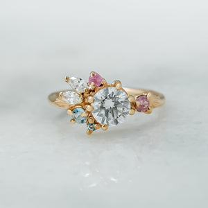 Custom Petal Cluster Ring | 14k Diamond & Sapphires