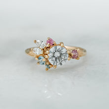 Load image into Gallery viewer, Custom Petal Cluster Ring | 14k Diamond &amp; Sapphires