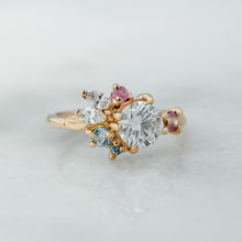 Load image into Gallery viewer, Custom Petal Cluster Ring | 14k Diamond &amp; Sapphires