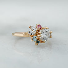 Load image into Gallery viewer, Custom Petal Cluster Ring | 14k Diamond &amp; Sapphires