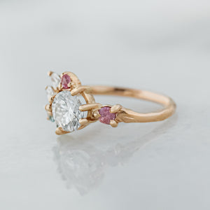 Custom Petal Cluster Ring | 14k Diamond & Sapphires