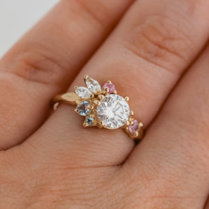 Custom Petal Cluster Ring | 14k Diamond & Sapphires