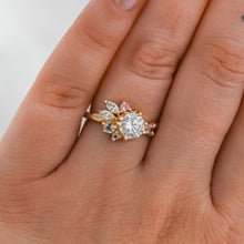 Load image into Gallery viewer, Custom Petal Cluster Ring | 14k Diamond &amp; Sapphires