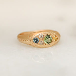 Oh, Green World Signet | 14k Sapphires & Diamonds