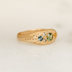 Oh, Green World Signet | 14k Sapphires & Diamonds