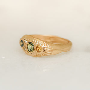 Oh, Green World Signet | 14k Sapphires & Diamonds