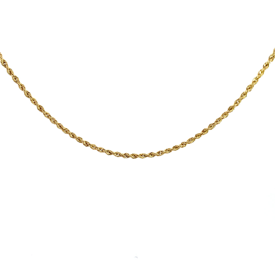 1.8mm Rope Chain Necklace | Recycled 14k Gold