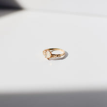 Load image into Gallery viewer, sustainably-sourced-opal-ring-with-gold-engraved-band-white-background