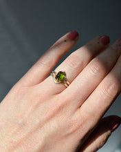Load image into Gallery viewer, green-tourmaline-ring-and-recycled-14k-gold-band