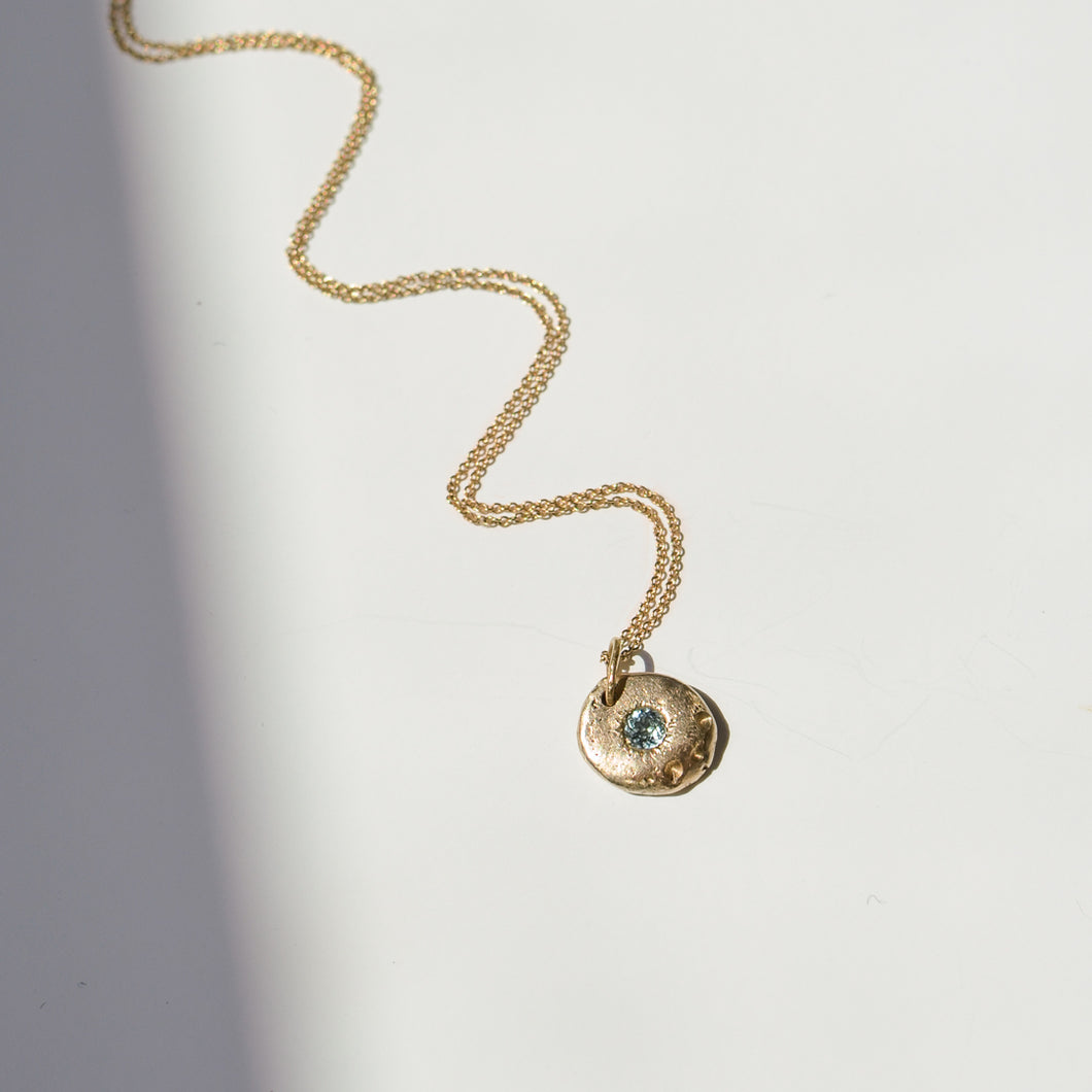 Sapphire Coin Necklace | Recycled 14k Gold