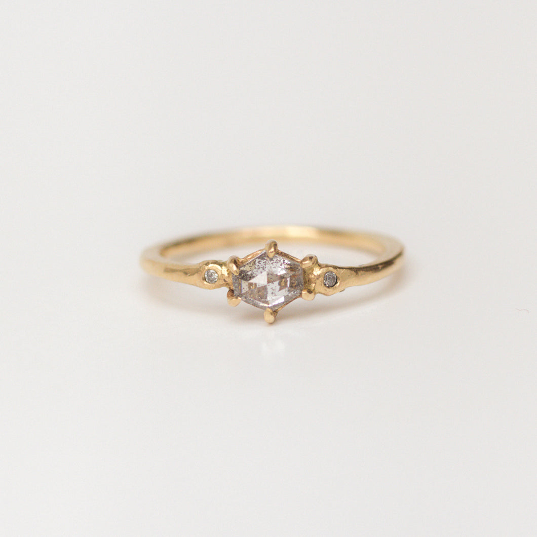 sustainable australian salt and pepper diamond ring