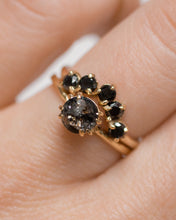 Load image into Gallery viewer, salt-and-pepper-diamond-solitiaire-with-black-diamond-half-halo