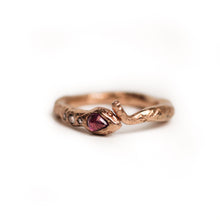 Load image into Gallery viewer, Rose-gold-ruby-and-diamond-snake-ring