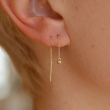 Load image into Gallery viewer, recycled-14k-gold-ear-floss-threader-earring