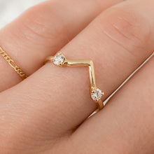 Load image into Gallery viewer, Two Stone Point Band | 14k White Diamond