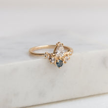 Load image into Gallery viewer, Brilliant Pear Diamond &amp; Sapphire Cluster Ring