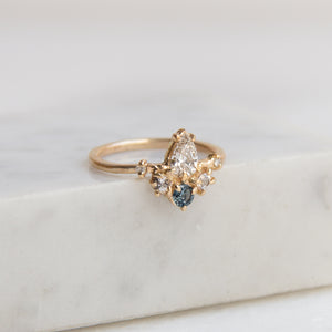 Brilliant Pear Diamond & Sapphire Cluster Ring