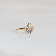 Load image into Gallery viewer, Pear Diamond &amp; sapphire cluster engagement ring