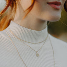 Load image into Gallery viewer, woman-wearing-ribbed-sweater-with-layering-gold-necklaces