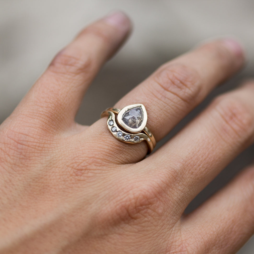 Custom Rustic Diamond Engagement Ring Set