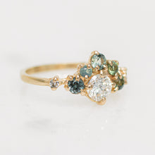 Load image into Gallery viewer, Custom Sapphire Diamond Half Halo Ring | Recycled 14k Gold