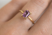 Load image into Gallery viewer, close-shot-of-amethyst-ring-with-14k-gold-setting-on-finger