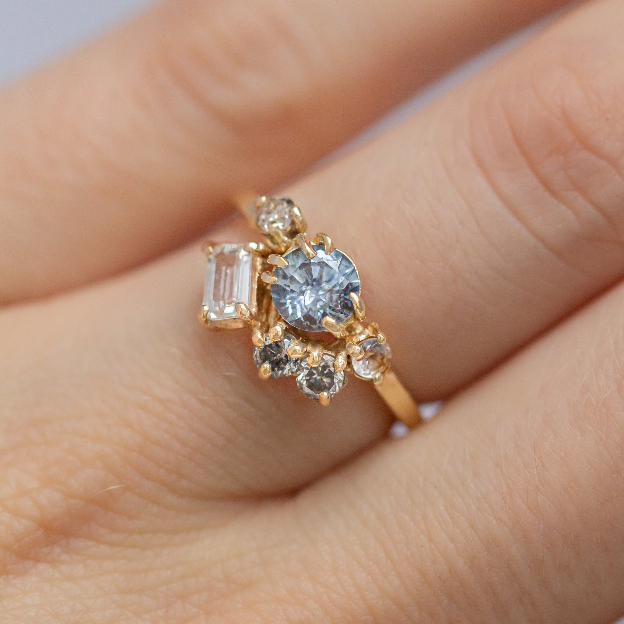 Vintage round Lavender Amethyst engagement ring set rose gold three st –  WILLWORK JEWELRY