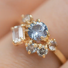 Load image into Gallery viewer, Lavender Fields Forever Ring | 14k Sapphire &amp; Diamond Cluster