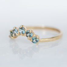 Load image into Gallery viewer, teal-sapphire-curved-half-halo-ring