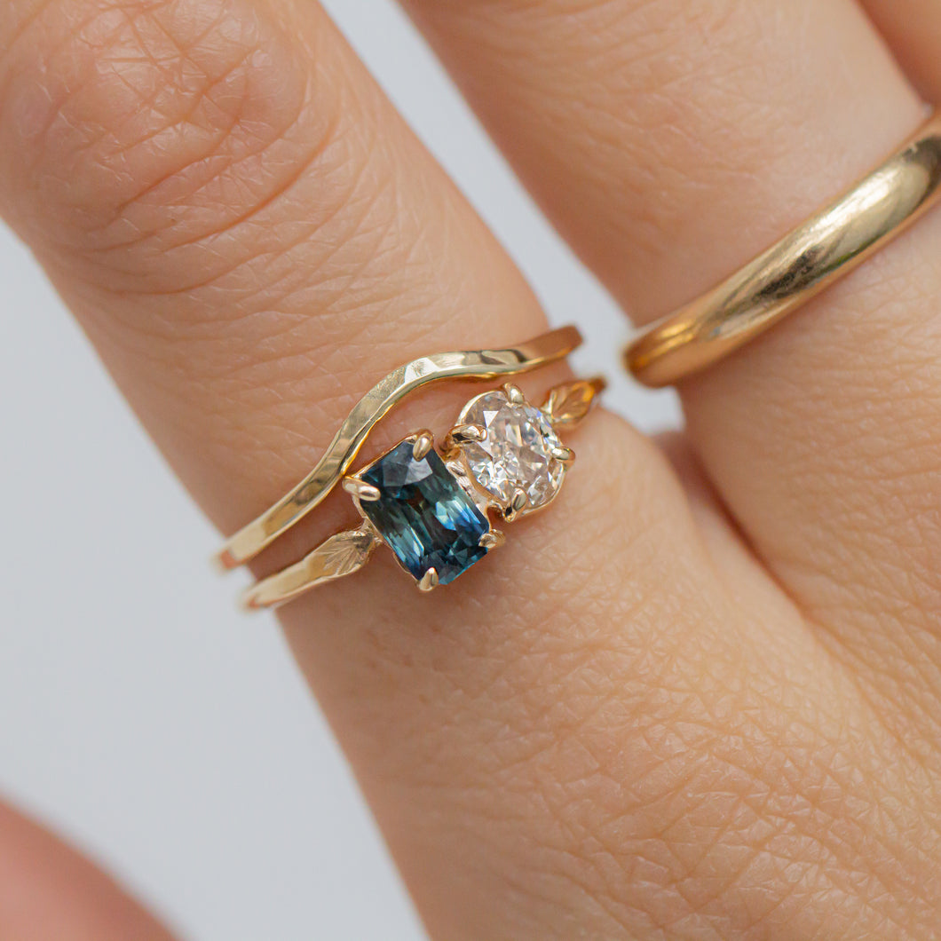 Toi et Moi Ring  Champagne Diamond & Blue Sapphire – Lackadazee