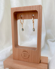 Load image into Gallery viewer, Party Pendulum Hoops | 14k Sapphires