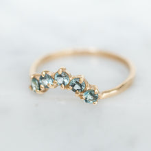 Load image into Gallery viewer, five-blue-sapphires-in-curved-half-halo-design