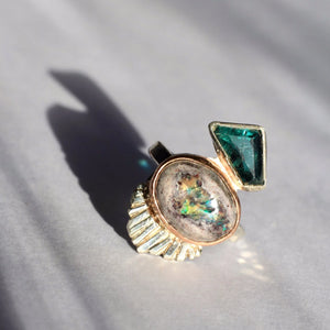 Tourmaline & Cantera Opal Ring | Recycled Sterling Silver