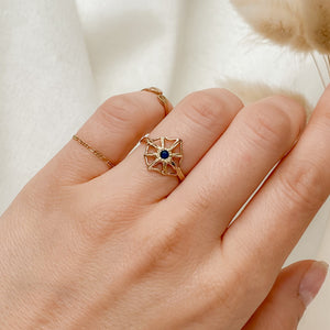 Sapphire Web Ring | Recycled 14k Gold