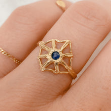 Load image into Gallery viewer, Sapphire Web Ring | Recycled 14k Gold