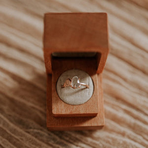 Engagement ring in sustainable wood jewelry box
